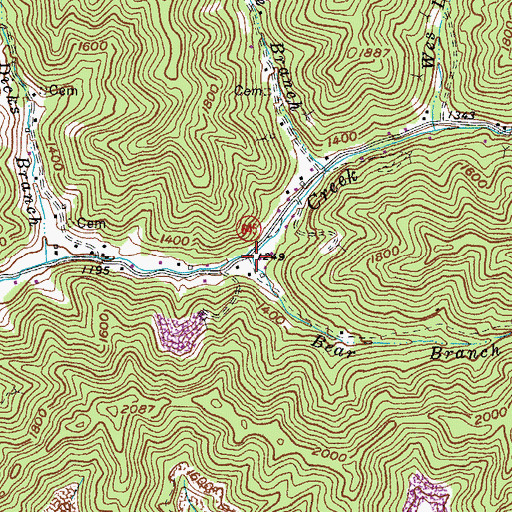 Topographic Map of Bear Branch, VA