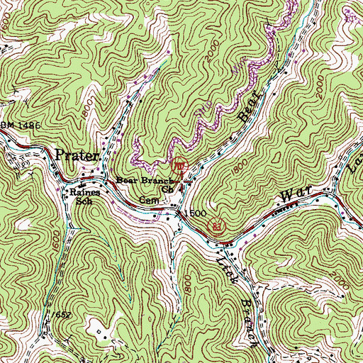 Topographic Map of Bear Branch Church, VA