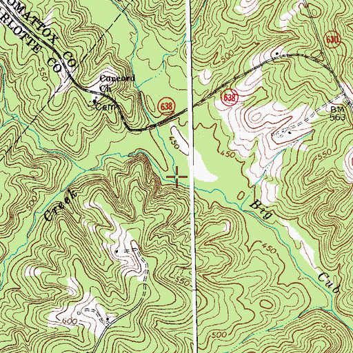 Topographic Map of Bear Creek, VA