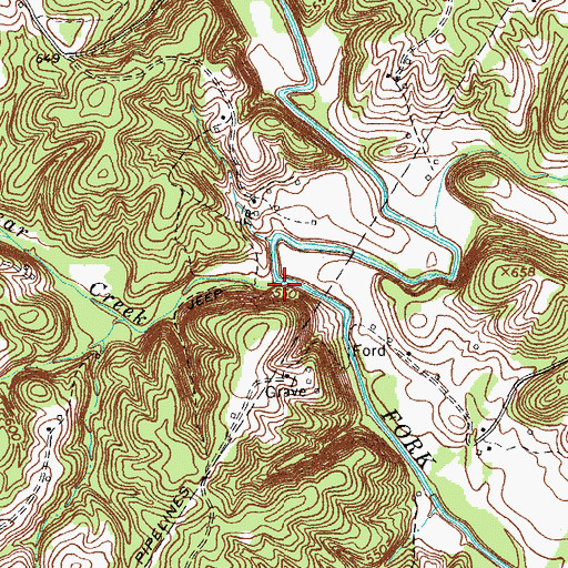 Topographic Map of Bear Creek, VA