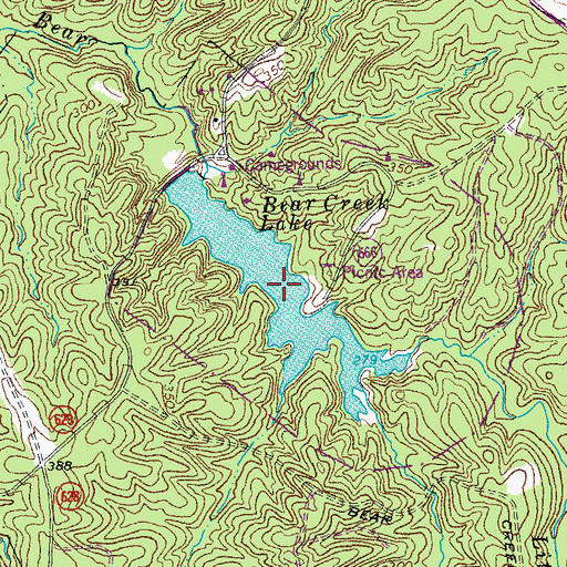 Topographic Map of Bear Creek Lake, VA