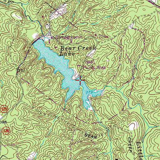 Topographic Map of Bear Creek Lake State Park, VA