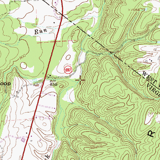 Topographic Map of Bear Garden Run, VA