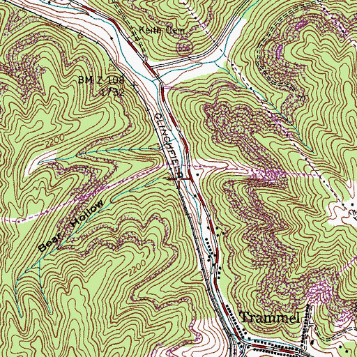 Topographic Map of Bear Hollow, VA