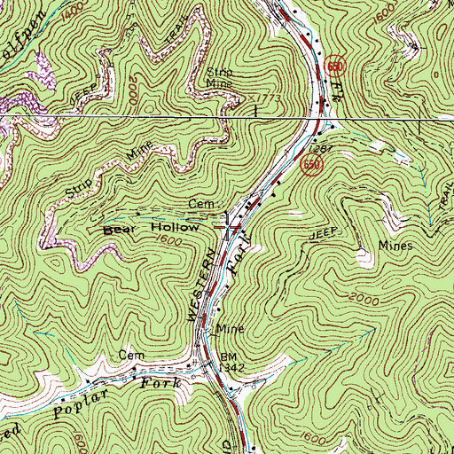 Topographic Map of Bear Hollow, VA