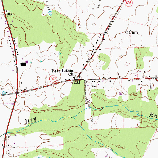 Topographic Map of Bear Lithia Church, VA