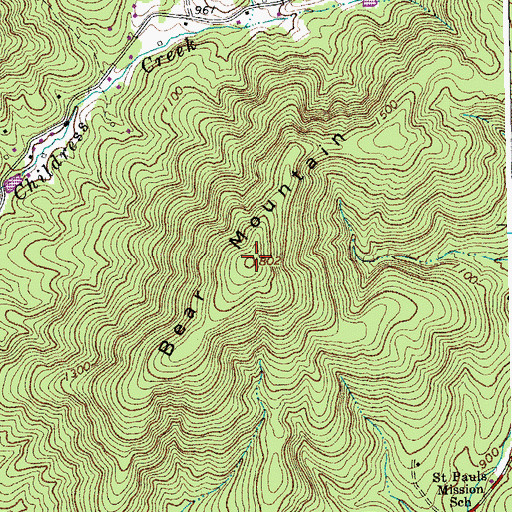 Topographic Map of Bear Mountain, VA