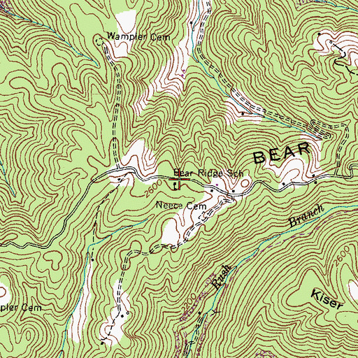 Topographic Map of Bear Ridge School, VA