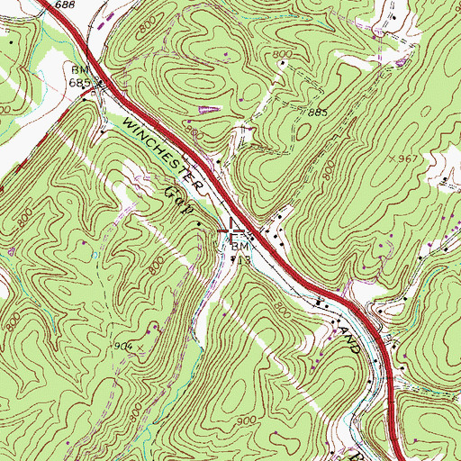Topographic Map of Bear Run, VA