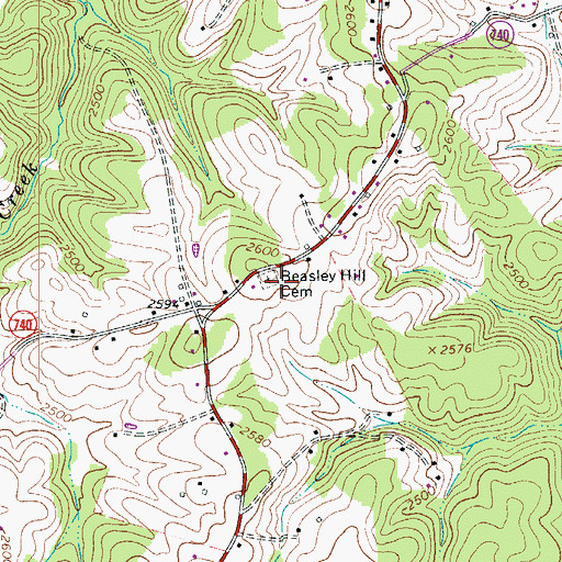 Topographic Map of Beasley Hill Cemetery, VA
