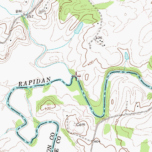 Topographic Map of Beautiful Run, VA