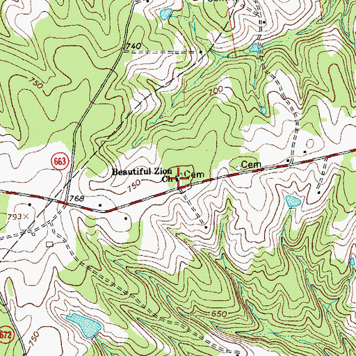 Topographic Map of Beautiful Zion Church, VA