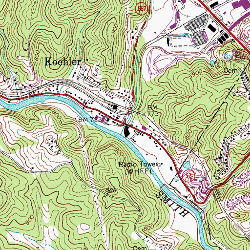 Topographic Map of Beaver Creek, VA