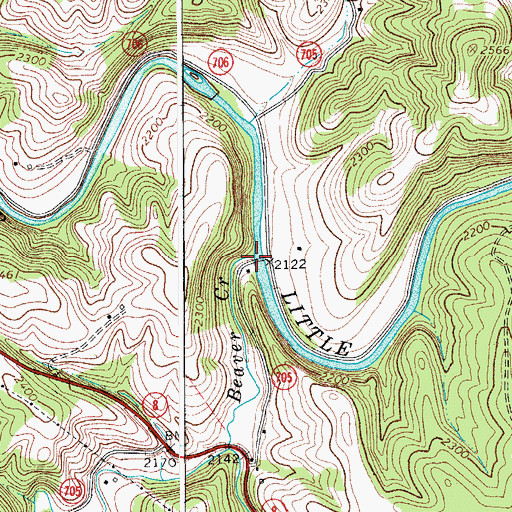 Topographic Map of Beaver Creek, VA