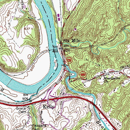 Topographic Map of Beaver Creek, VA