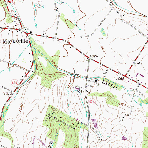 Topographic Map of Beaver Run, VA