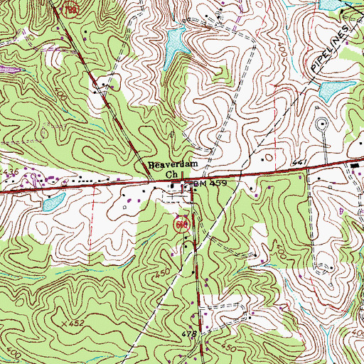 Topographic Map of Beaverdam Church, VA