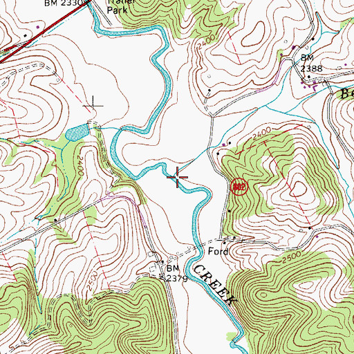 Topographic Map of Beaverdam Creek, VA