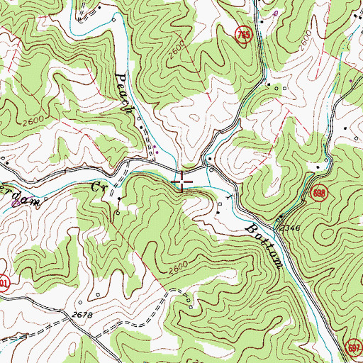 Topographic Map of Beaverdam Creek, VA