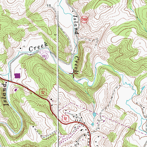 Topographic Map of Beaverdam Creek, VA