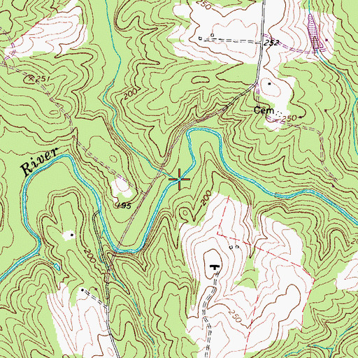 Topographic Map of Beaverdam Creek, VA