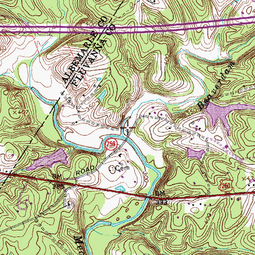 Topographic Map of Beaverdam Creek, VA