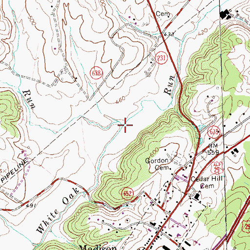 Topographic Map of Beaver Run, VA