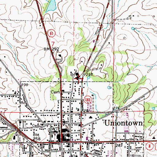 Topographic Map of Uniontown Middle School, AL