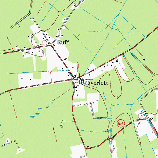 Topographic Map of Beaverlett, VA