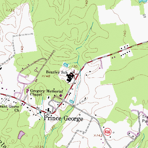 Topographic Map of L L Beazley Elementary School, VA