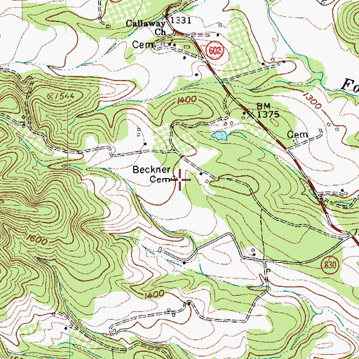 Topographic Map of Beckner Cemetery, VA