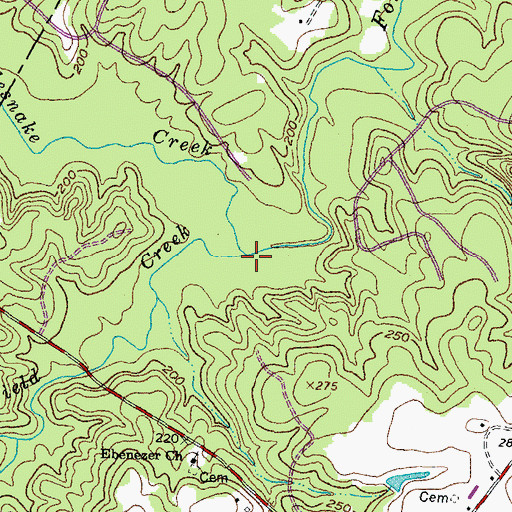 Topographic Map of Beddingfield Creek, VA