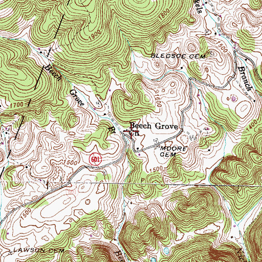 Topographic Map of Beech Grove Church, VA