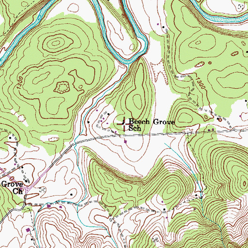 Topographic Map of Beech Grove School, VA