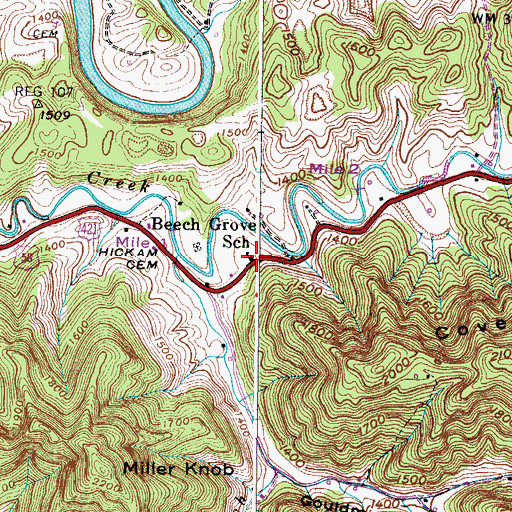 Topographic Map of Beech Grove School, VA