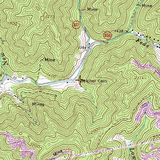 Topographic Map of Belcher Cemetery, VA