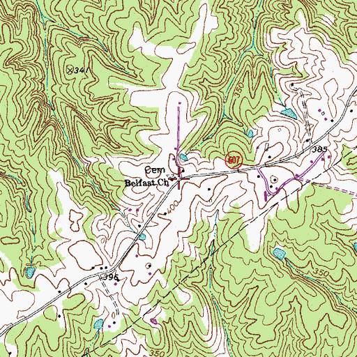 Topographic Map of Belfast Church, VA