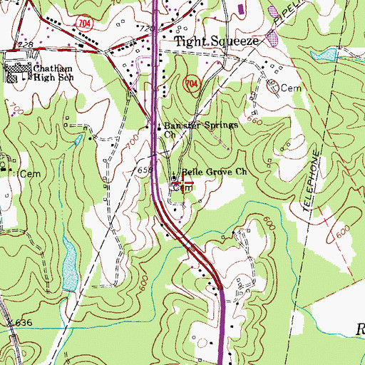 Topographic Map of Belle Grove Church, VA