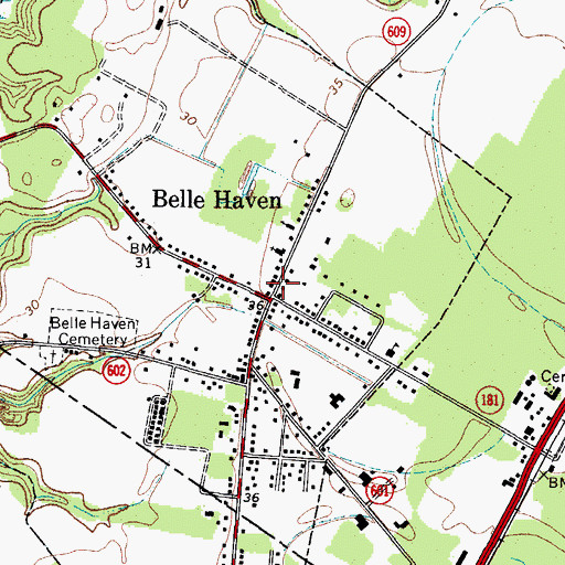Topographic Map of Belle Haven, VA
