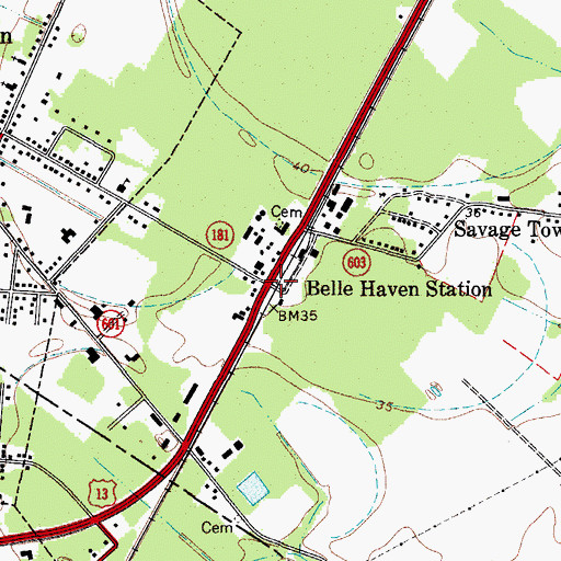 Topographic Map of Belle Haven Station, VA