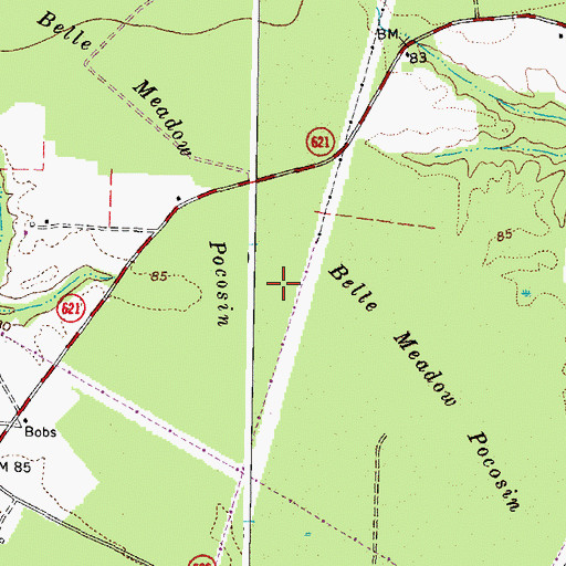 Topographic Map of Belle Meadow Pocosin, VA