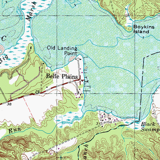Topographic Map of Belle Plains, VA
