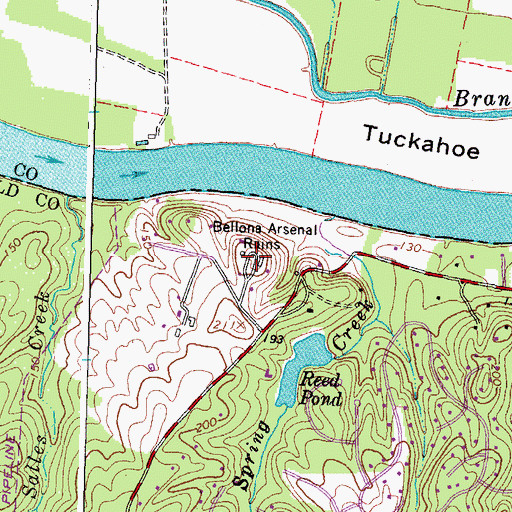 Topographic Map of Bellona Arsenal Ruins, VA
