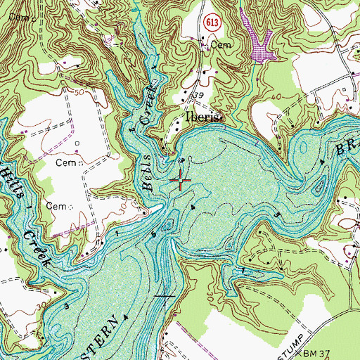 Topographic Map of Bells Creek, VA