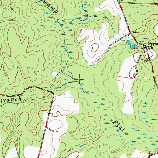 Topographic Map of Bellyache Swamp, VA