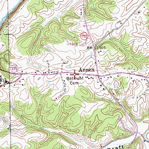 Topographic Map of Belmont Cemetery, VA