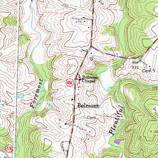 Topographic Map of Belmont Chapel, VA