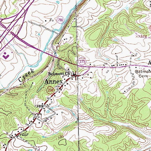 Topographic Map of Belmont Church, VA