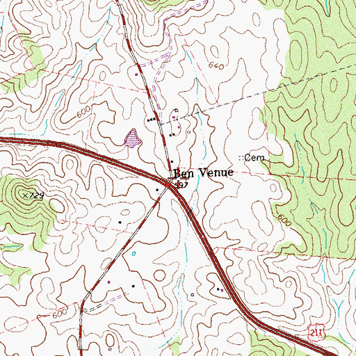 Topographic Map of Ben Venue, VA