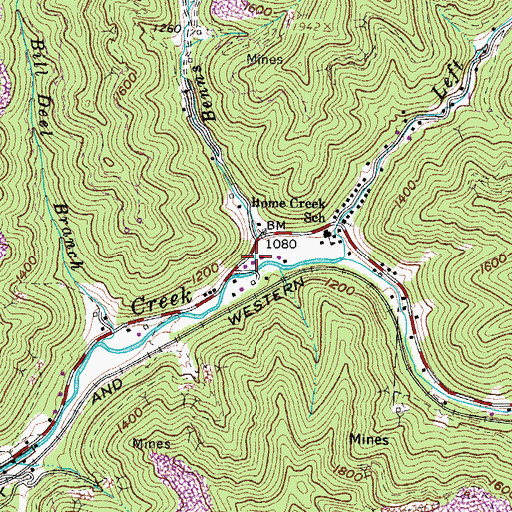 Topographic Map of Benns Branch, VA